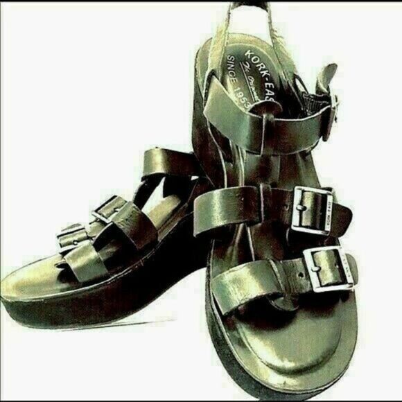 Kork Ease Sandals Black Leather Platform Buckle Size 9 Y - Picture 9 of 9